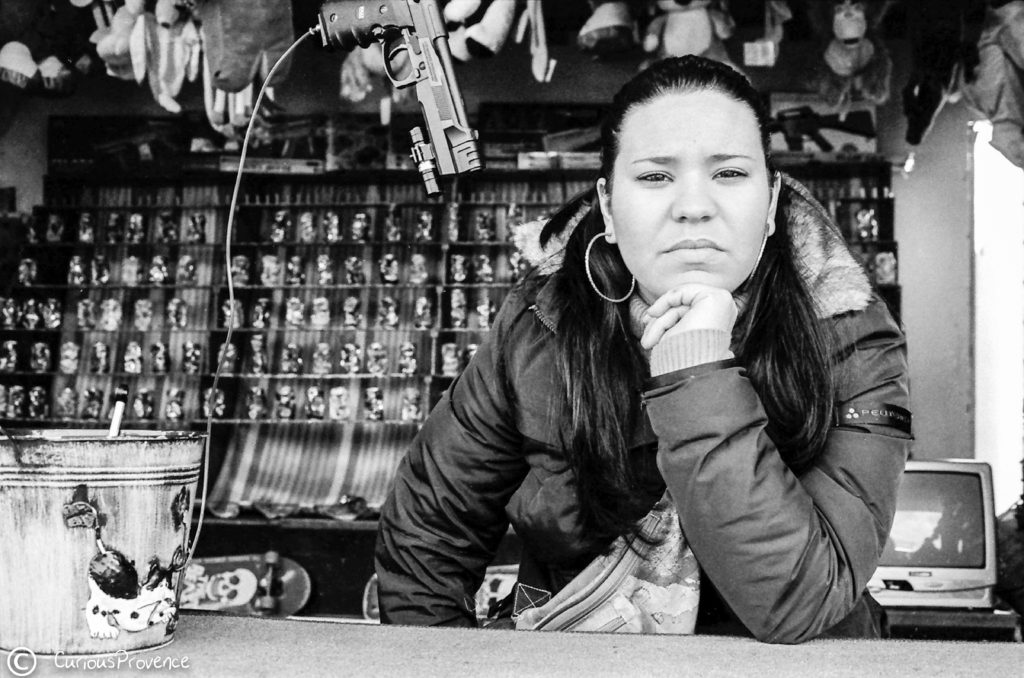 black and white street portrait